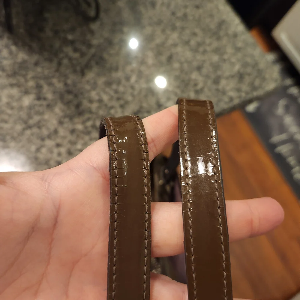 Coach Olive Green Op Art Embossed Patent Leather East West Gallery Tote  Bag - Picture 11 of 16